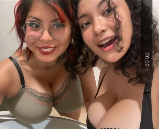 
two women with glasses and a bra top posing for a picture, modeling for dulce and gabanna, annoying sister vibes, very very low quality picture, profile pic, taken in the early 2020s, profile image, roomies, profile photo, profile picture, older sister vibes, 😭 🤮 💕 🎀, childhood friend vibes, instagram story, Big tits, huge tits, no clothes, sexy, cute, minimal clothes, thick, bbw, chubby stomach, thick nipples, nipple piercings, large areola, hard nipples, piercing through shirt, nipples hard through shirt, busty, major cleavage, naked, ripping through top, spilling over sides, bra too tight, giant tits, upper body zoom in, showing off huge tits, fat stomach, see through top, fat bbw, large areola showing, major cleavage, latina, down to stomach, sexy, upper body zoom, showing off tits, top half only, showing only upper, height difference, down to waist, tall and short girls, tits worship, touching each other sexy, touch other sexy style, tall and short standing next to each other, two thicc girls different heights, touching , from above, major cleavage, height difference, naked