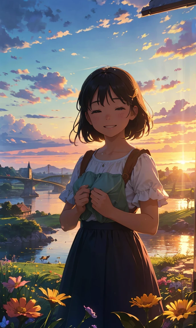 (Highest quality,4K,8K,High resolution,masterpiece:1.2),Super detailed,(Realistic,photoRealistic,photo-Realistic:1.37),nostalgic,Mysterious,Vibrant colors,Soft lighting,Breeze,Shining Sun,Playful laughter,An innocent smile,Blissful Day々,Warm Summer,Green pastures,Shining Sea,Happy Home,Quiet neighborhood,Fun adventure,childhood friend,rolling hills,Bright sky,Flowing River,Long walks in nature,Fluttering butterflies,Distant Music,Picnic in the shade,A garden full of flowers,The smell of fresh air,corner々Explore up to,Building a sand castle on the beach,Endless Horizon,Magnificent View,Amazing sunset,infinite possibilities,Dreams expand,Whispering Wind,old photograph,Precious moments,Magical sunrise,A Loving Family,Purity sealed away,Heartwarming memories,Dreamy nostalgia,Fascinating landscape