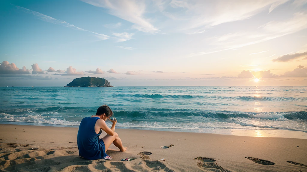 Imagine a peaceful beach,Accompanied by the soft harmonica and the gentle sound of the waves。Great for creating a focused and calm atmosphere。