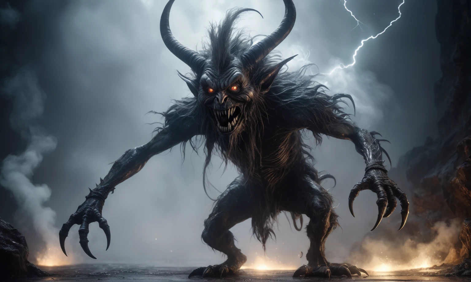full body length,niobium hobgoblin,native africa xenomorph,once pretty face,eyebrow up,full body shot,ominous landscape,niobium gray atmosphere,photo,photorealism,Masterpiece,natural skin textures, hyper realism,hyper detailed,High contrast,Realism,Ultra Detailed,irina yermolova,close full body shot,32K resolution,Nikon Z9, ,demonic, dust, smoke, audience, mist, featuring ultra-realistic and hyper-realistic elements,Krampus,
Marta Bevacqua, Ellen Jewett, Kawacy, Katsuya Terada, Carne Griffiths, explosive lightning, concert lighting, bokeh, luminal space that feels
both bright and surreal. Includes liquid fluid elements for added depth and movement. Rendered in an unreal
engine and post-processed to achieve . Evokes a sense of dreamy, ethereal
and mystical mood,horror pixar movie still,thriller disney movie ,pixar render, animated