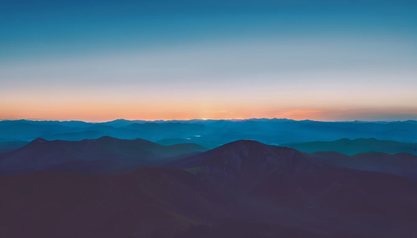Create a high-resolution, ultra-high definition image of a vibrant red beam of light splitting the distant sky and a flat horizon, between the skyline and the even mountain range, with a dramatic atmosphere, glowing intensity, and a sunset or sunrise effect. The rendering should be realistic and photorealistic, capturing an epic and grand scene with a stylized touch like a fantasy painting. Ensure the full-size image has the proper scale of the light beam to the landscape, using advanced rendering techniques such as Octane Render, to inspire awe and wonder.