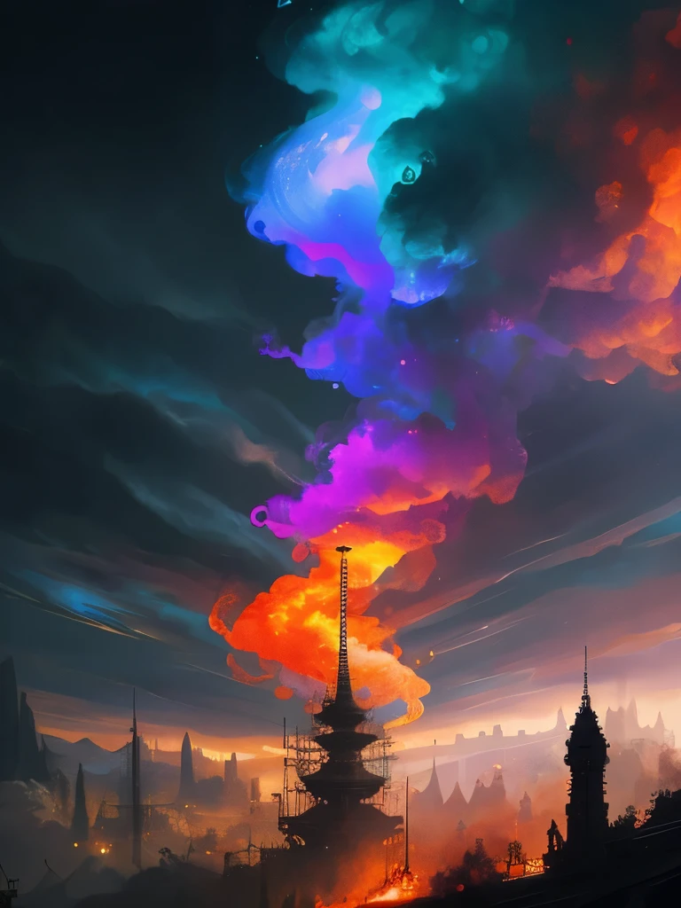 dreamlikeart tree of live, colorful smoke, insane details, steampunk details, intricate details, hyperdetailed,