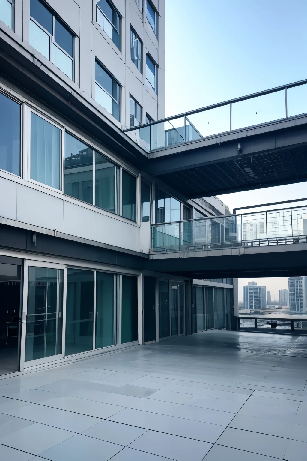 Commercial Building,Minimalism,Surrealism,Fine Dining,Two floors,Large window,Large balcony,Well-arranged,Steel frame structure,It is 40 meters long,Width 20 meters,Single-story height 5 meters,Beautifully renovated,Buildings along the river。