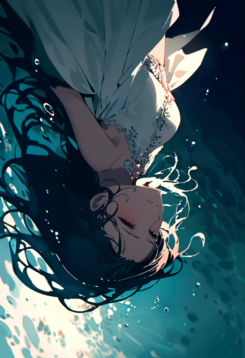 ((line-art Anime, manga aesthetic, highly detailed, vibrant colors, dynamic lighting, soft shading, 8k resolution, masterpiece)),(((1girl_seal:1.2)))A woman emerging from water, with a seal climbing up beside her to embrace her, symbolizing harmony and connection. The woman has long, flowing hair, wearing a simple, elegant dress that drapes gently around her body, creating a sense of ethereal beauty. The seal, with smooth fur and expressive eyes, gently wraps its flippers around her in a tender embrace. The scene is set in a serene, mystical landscape with soft, glowing light filtering through the water. The background is filled with gentle waves and mist, creating a peaceful atmosphere. The scene is highly detailed with dynamic lighting and vibrant colors, bringing out the contrast between the dark depths of the water and the illuminated figure of the woman and the seal. The art style is anime-inspired with manga aesthetics, soft shading, and vibrant hues that make the characters stand out beautifully. The image is rendered in 8k resolution, creating a sense of depth and intricacy in every detail, showcasing the masterpiece of this serene, magical moment."