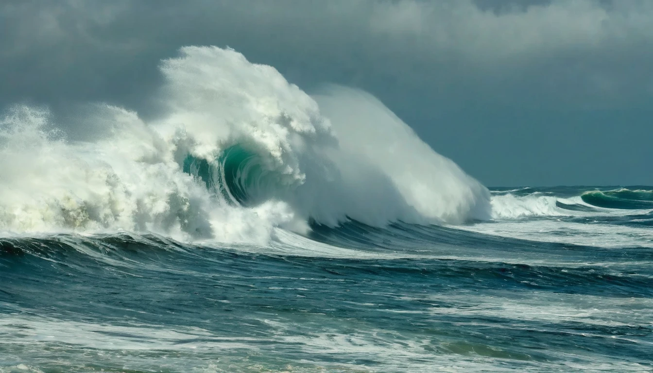 plowed building in the middle of a huge wave in the ocean, huge waves, apocalyptic tumultuous sea, Gigantic waves, very huge waves, huge waves, fierce huge waves, big waves crashing over it, gigantic waves, torment and waves, big waves, out there, a storm rages, standing in a whirlpool, tsunami, turbulent waves
