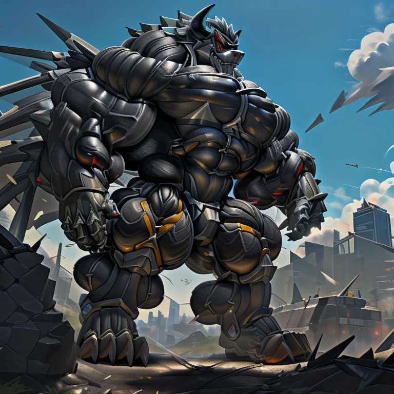 (masterpiece. official art. 8k. best quality. detailed full body. full body.)
(situation 1 : dominating demon lord dragon batzz. focus Colossus mechanical Muscular demon lord dragon batzz is trampling the CITY. macro. stomp. Low-angle perspective. emphasizing the immense size. The perspective is from below, emphasizing the sheer majesty and power of the Colossus. Colossus art. He is much bigger than a skyscraper. Giga Colossuss. micro soccer field. looking down.)
(situation 2 :smoke and flames rising from the destruction in the city)
(Additional details 1: wearing a full-face helmet. helmet is jet black. The color of NANOSUIT is jet black. high-tech bio-mecha armor. real texture material. whole body shines like metal. Wearing cyberpunk mecha. emphasizes the muscles. suit fully made of metal. intricate armor. Robotic suit. suit fully made of metal. NANOSUIT with the same design as demon lord dragon batzz.). (demon lord dragon batzz has 5 toes.)
(Additional details 2: (Detailed head. Detailed Body. Detailed abs. gigantic muscles. HYPER MUSCLES. Gigachad Muscular. big muscle. pecs. triceps. traps. unusually developed muscular body. body full of huge muscles. showing off muscles. pectorales enormes. Exaggeratedly huge muscles. huge muscles. long legs.).
(Additional details 3: nj5furry, Spread wings. It has wings. black have big wings. The claws are sharp. Sharp teeth.5 toes.).