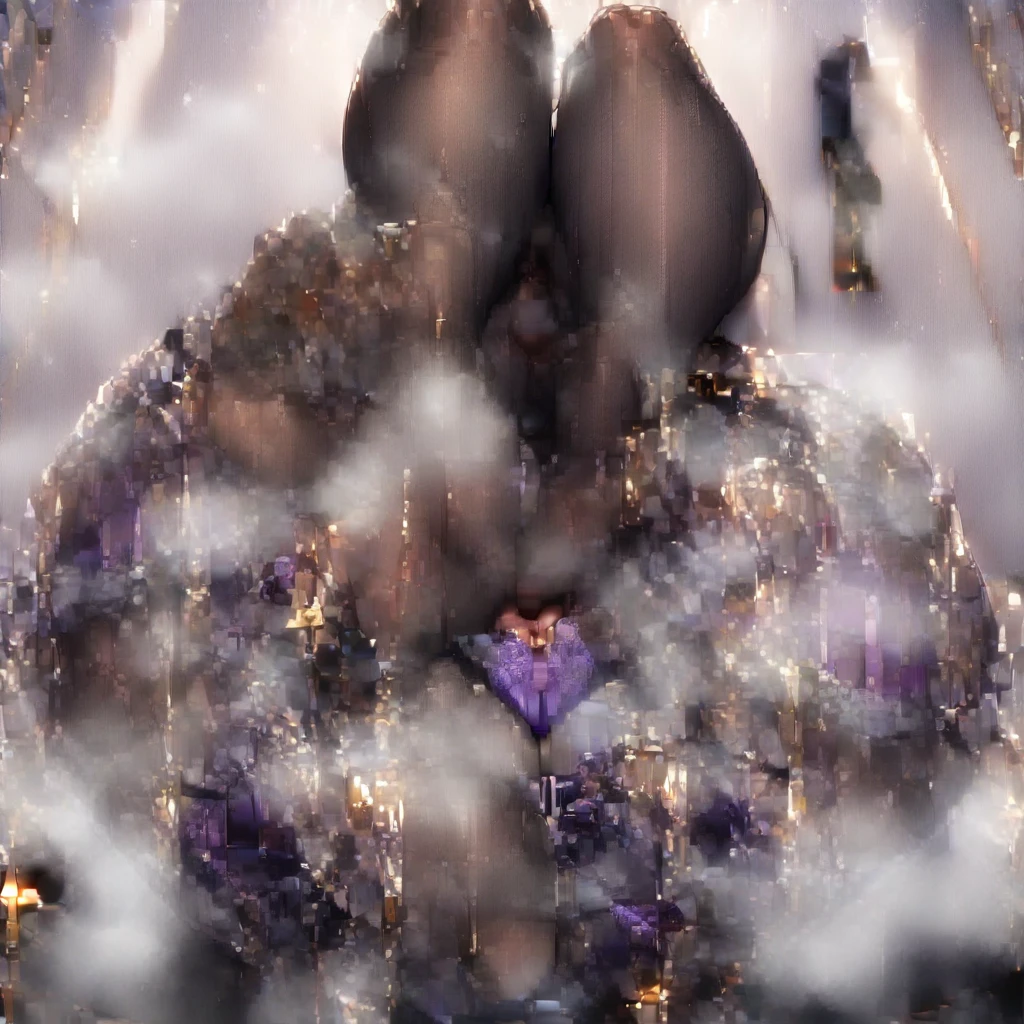 nsfw,1girl,pale hair,yellow eyes,pale eyes,masterpiece,best quality,very aesthetic,absurdres,(front view),(purple lingerie),(big breast),full body,(shoulder),knees up,(foot focus),Steamy,pantyhose,(Glamorous),(crotch)