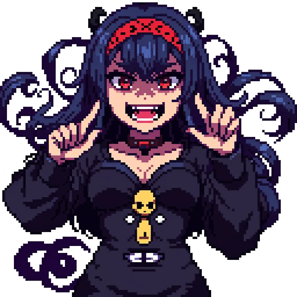 Monster floating voodoo doll head menacing