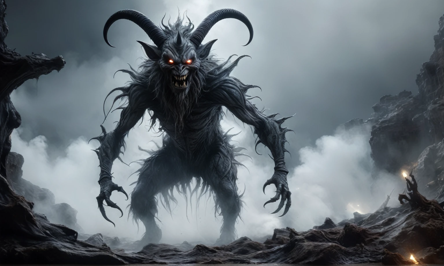 full body length,niobium hobgoblin,native africa xenomorph,once pretty face,eyebrow up,full body shot,ominous landscape,niobium gray atmosphere,photo,photorealism,Masterpiece,natural skin textures, hyper realism,hyper detailed,High contrast,Realism,Ultra Detailed,irina yermolova,close full body shot,32K resolution,Nikon Z9, ,demonic, dust, smoke, audience, mist, featuring ultra-realistic and hyper-realistic elements,Krampus,
Marta Bevacqua, Ellen Jewett, Kawacy, Katsuya Terada, Carne Griffiths, explosive lightning, concert lighting, bokeh, luminal space that feels
both bright and surreal. Includes liquid fluid elements for added depth and movement. Rendered in an unreal
engine and post-processed to achieve . Evokes a sense of dreamy, ethereal
and mystical mood,horror pixar movie still,thriller disney movie ,pixar render, animated