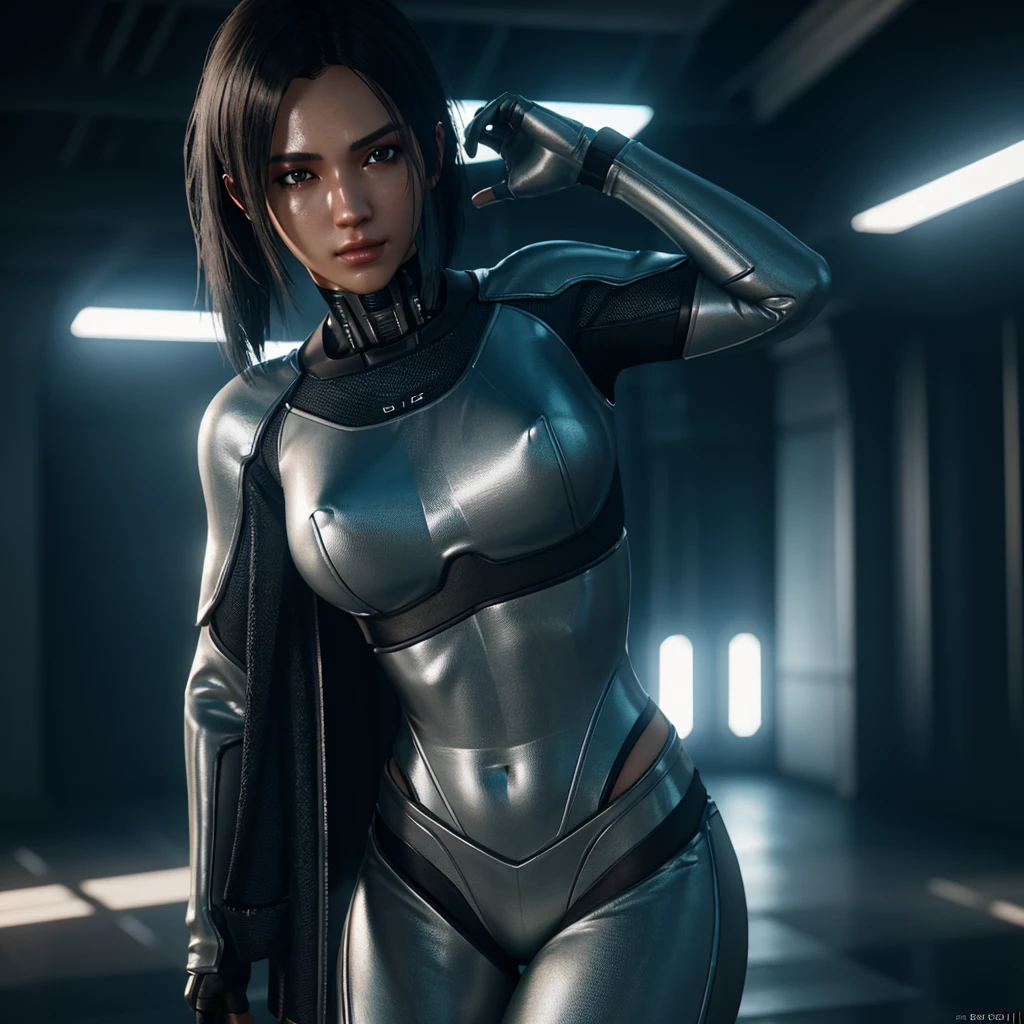 best quality, masterpiece, detailed:1.4, 3D, beautiful cyberpunk female, HDR, ray tracing, NVIDIA RTX, super-resolution, Unreal 5, subsurface scattering, PBR texturing, post-processing, anisotropic filtering, depth-of-field, maximum clarity and sharpness, multi-layered textures, albedo and specular maps, surface shading, accurate simulation of light-material interaction, perfect proportions, Octane Render, two-tone lighting, wide aperture, low ISO, white balance, rule of thirds, 8K RAW