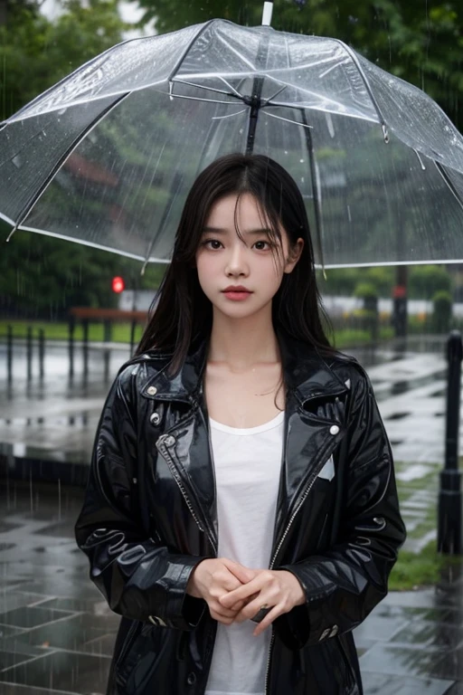 1girl, Rain, downpour, drizzling