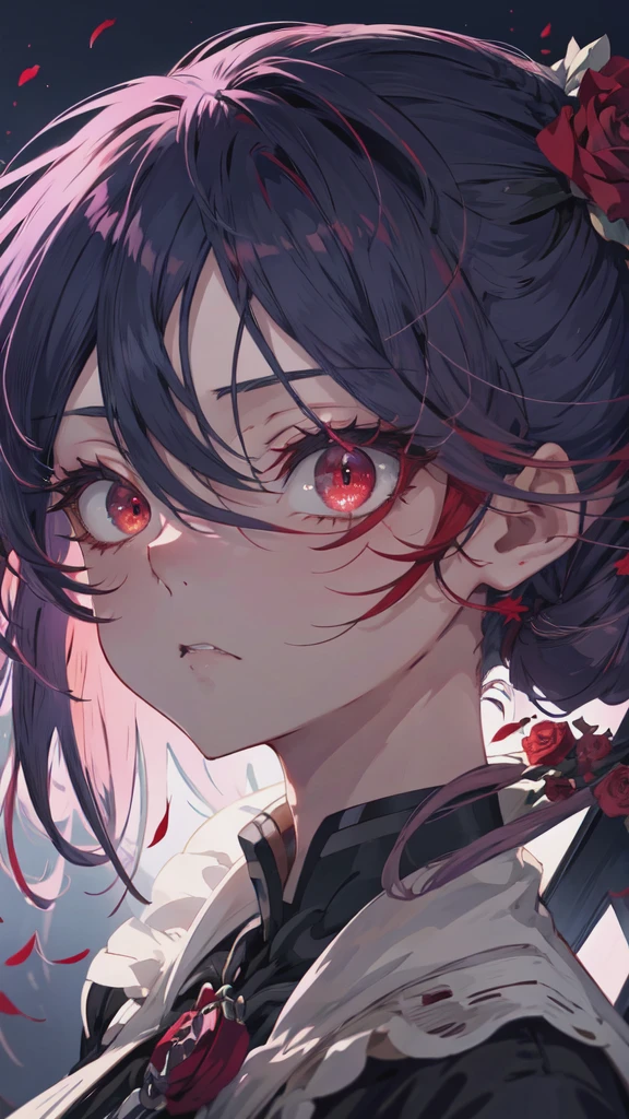anime girl Red eyesで and a rose in her hair, Gothic Maiden Anime Girl, Red eyesで, Anime Style 4k, Stunning Anime Face Portraits, Beautiful anime faces, Beautiful anime style, Anime-style illustrations, Detailed portrait of an anime girl, Anime style portrait, Red eyes, Red eyes, yandere intricate, Red eyesが光る, Beautiful anime portraits