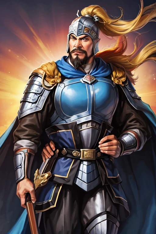 8K,man with sword,ornate armor(The elaborately crafted coat of arms of a nobleman),ultra high resolution,surreal,realistic skin,Black hair short hair,big black eyes,clear eye description, muscular body,waist armor,delicate hands, Perfect hand shape, character art, action pose,masterpiece,Realistic RAW photos of the highest quality,bright colors,rich colors, backlight, movie lights, film grain,50mm lens
