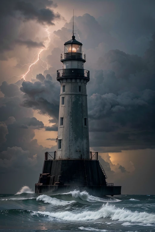 While adjusting the final settings, lightning struck the lighthouse. The machine began to hum loudly and the storm outside intensified.. The winds howled and the waves crashed violently against the shore.. Emma watched in amazement as the old man tried to stabilize the machine.