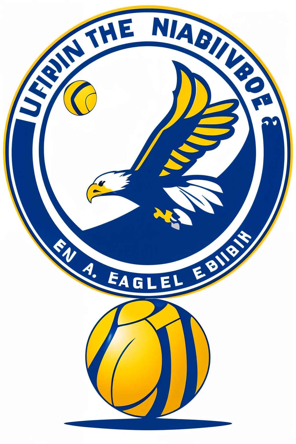 volleyball ball in the center with an eagle behind pretending to fly, for a logo