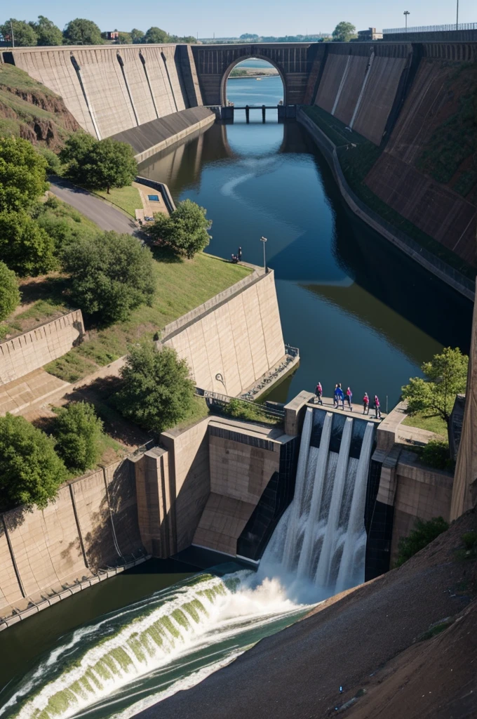 A woman working on the Dam edge