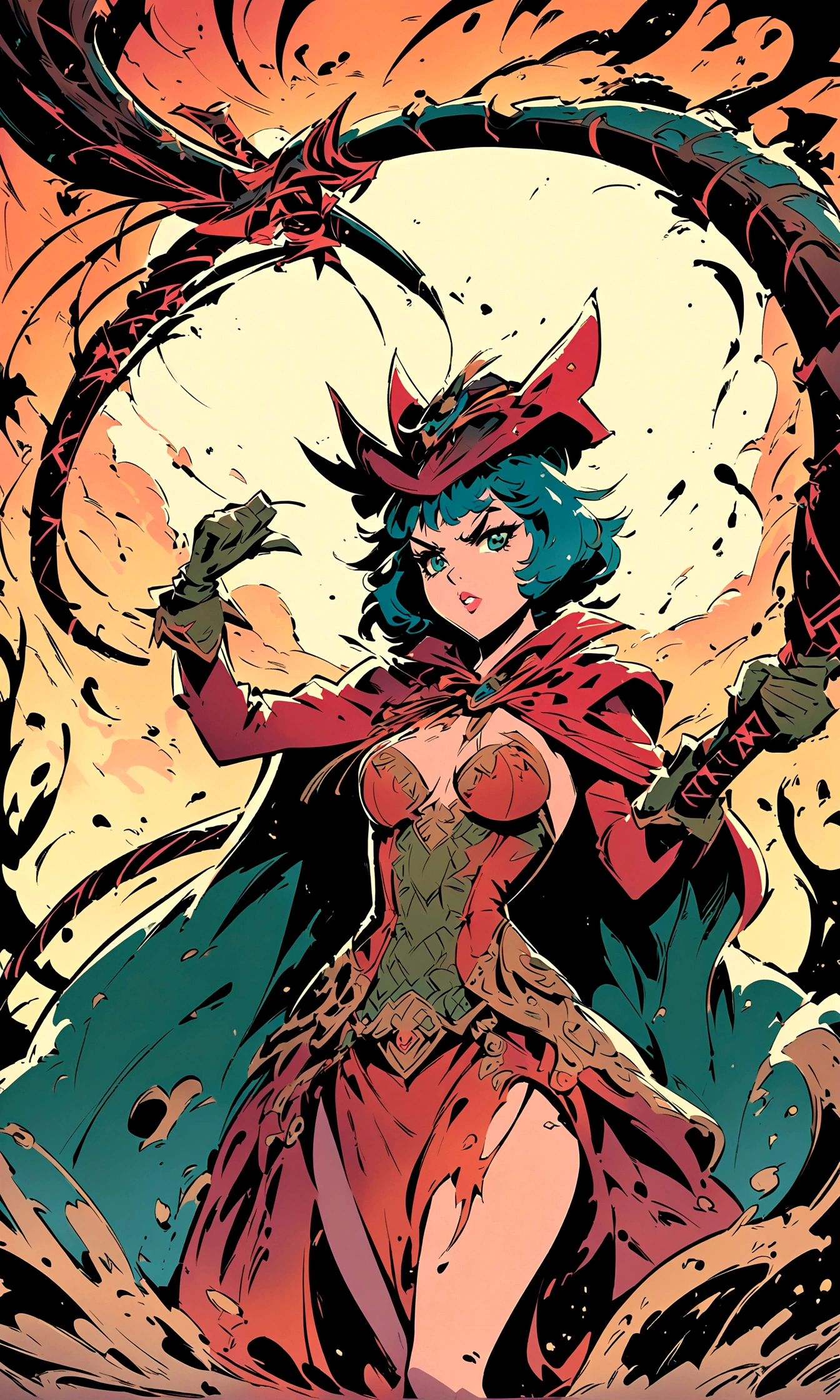 Anime characters with green eyes and hats, [[[[grinning evily]]]], a pirate, , Vampires, pirate, ((Red)) baggy eyes, pirate portrait, zerochan art, guilty gear art style, gungrave, portrait of a bloodborne hunter, swashbuckler class pirate, zerochan，redheadwear，Anime girls，Pirate captain，Pirate hat，Shark teeth