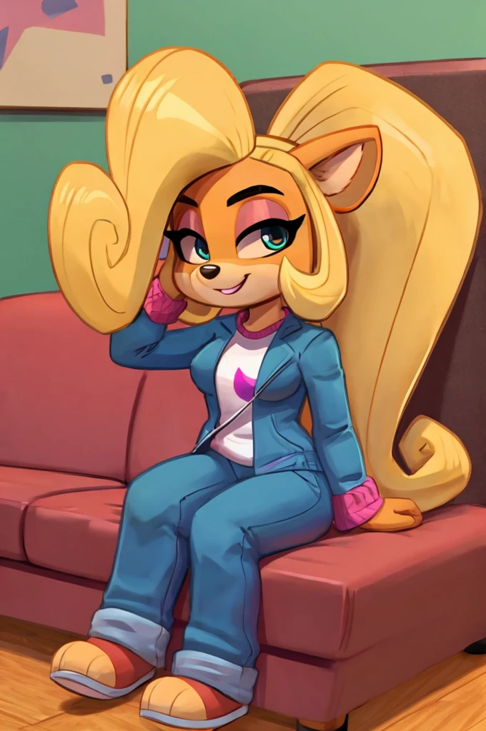 coco bandicot in a sofa