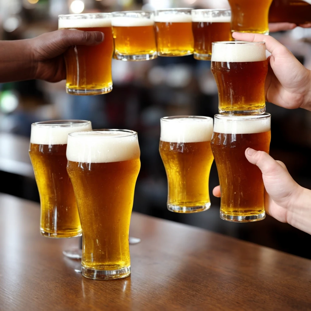 2hands cheers with 2glasses of beer