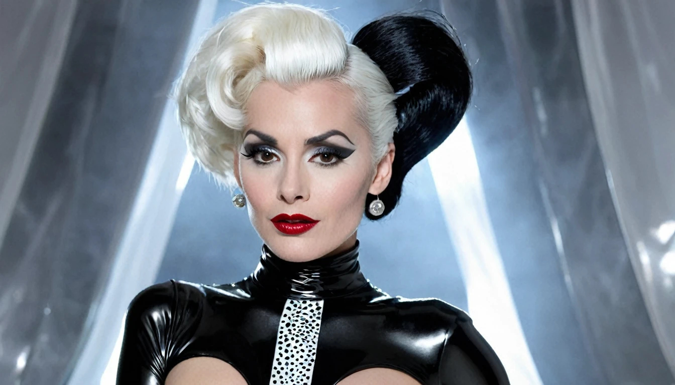Very sexy. Cruella de Ville. In a shiny latex.