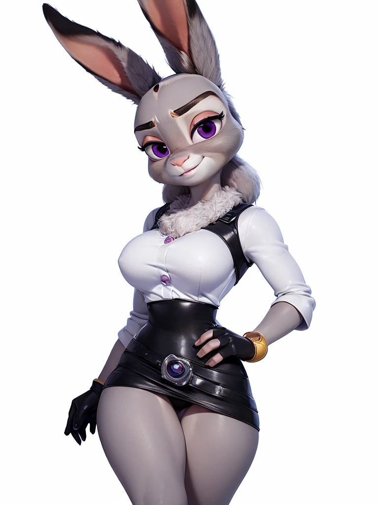 best quality,
masterpiece,
super detail,
3D,
Portrait,
fun atmosphere,
furry woman,
anthropomorphic female,
bloom office,
(Face is JudyHopps:1.4),
(straight hair:1.3),
(wispy bangs:1.3),
bright purple eyes,
(arched eyebrows:1.4),
(uplift eyebrows:1.1),
(rabbit ears:1.1),
Body is NamiFinal,
Body covered with rabbit fur,
(body is gray with fluffy and fluffy:1.3),
(skin is wool fabric with fluffy and fluffy:1.3),
office lady is wearing suit,
((White blouse)),
((Black skirt)),
clothes made of cotton,
(solo:1.5),
(1 lady:1.5),
one character only