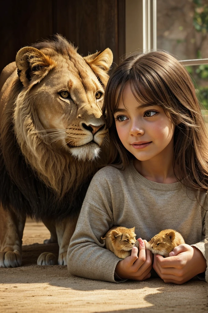 Heartwarming and touching illustration of the lion and the mouse, captured in a realistic and detailed artistic style. The artist skillfully portrays the emotions of astonishment and gratitude on the lion's face, while the mouse's bravery and kindness shine through in their expression. The color palette is warm and inviting, with soft brush strokes adding depth and texture to the characters. The lighting creates a gentle play of light and shadow, enhancing the emotional impact of the scene. The perspective draws the viewer in, creating a sense of intimacy with the characters. This heartwarming illustration is a testament to the power of friendship and kindness, beautifully captured by the talented artist.