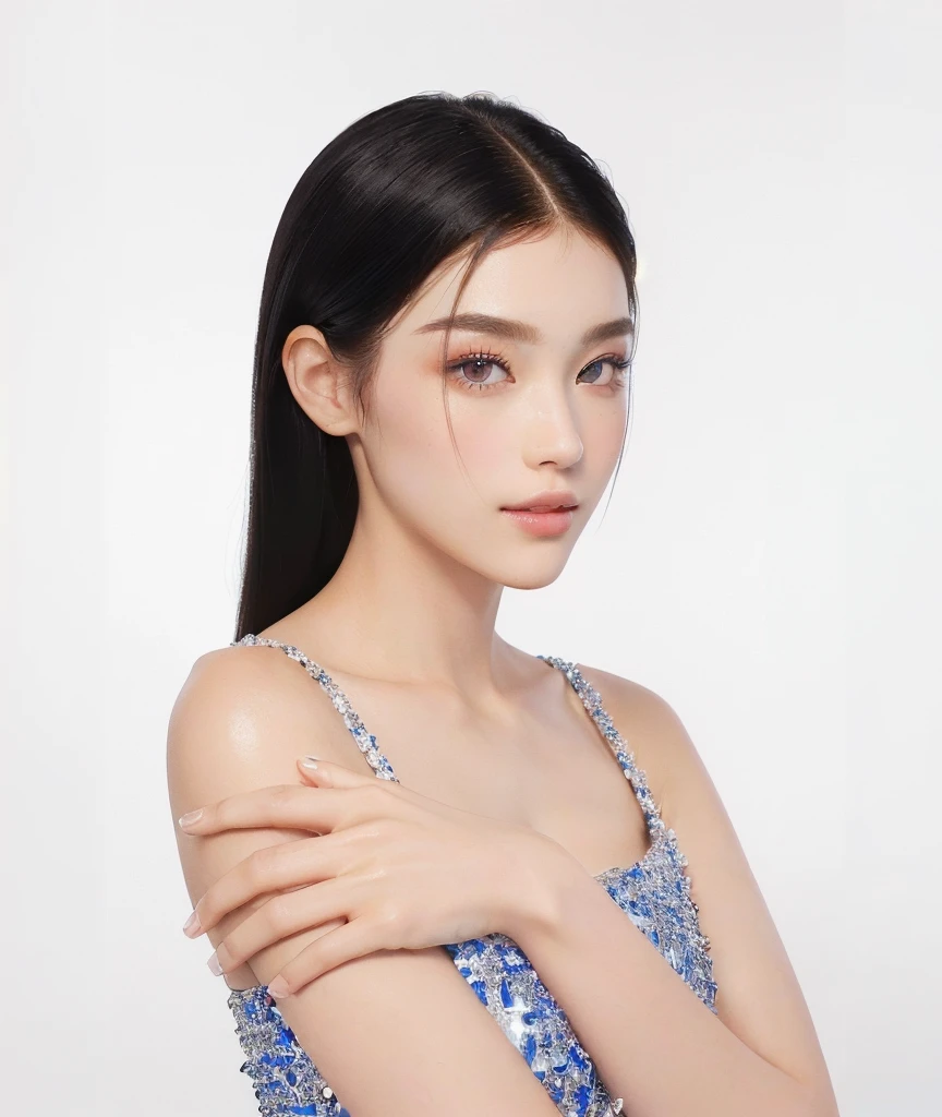 ((Best Quality, 8K, Masterpiece, : 1.3)), Sharp, Sharp, Beauty: 1.2, Perfect Body Beauty, Slim Abs: 1.2, ((Layered Hairstyle, Big: 1.2)), Highly Detailed Face and Skin Texture, Detailed Eyes, Double Eyelids, looking at the camera, pink tone makeup, stunning, gorgeous, slight smile, clear eyes, blink eyes