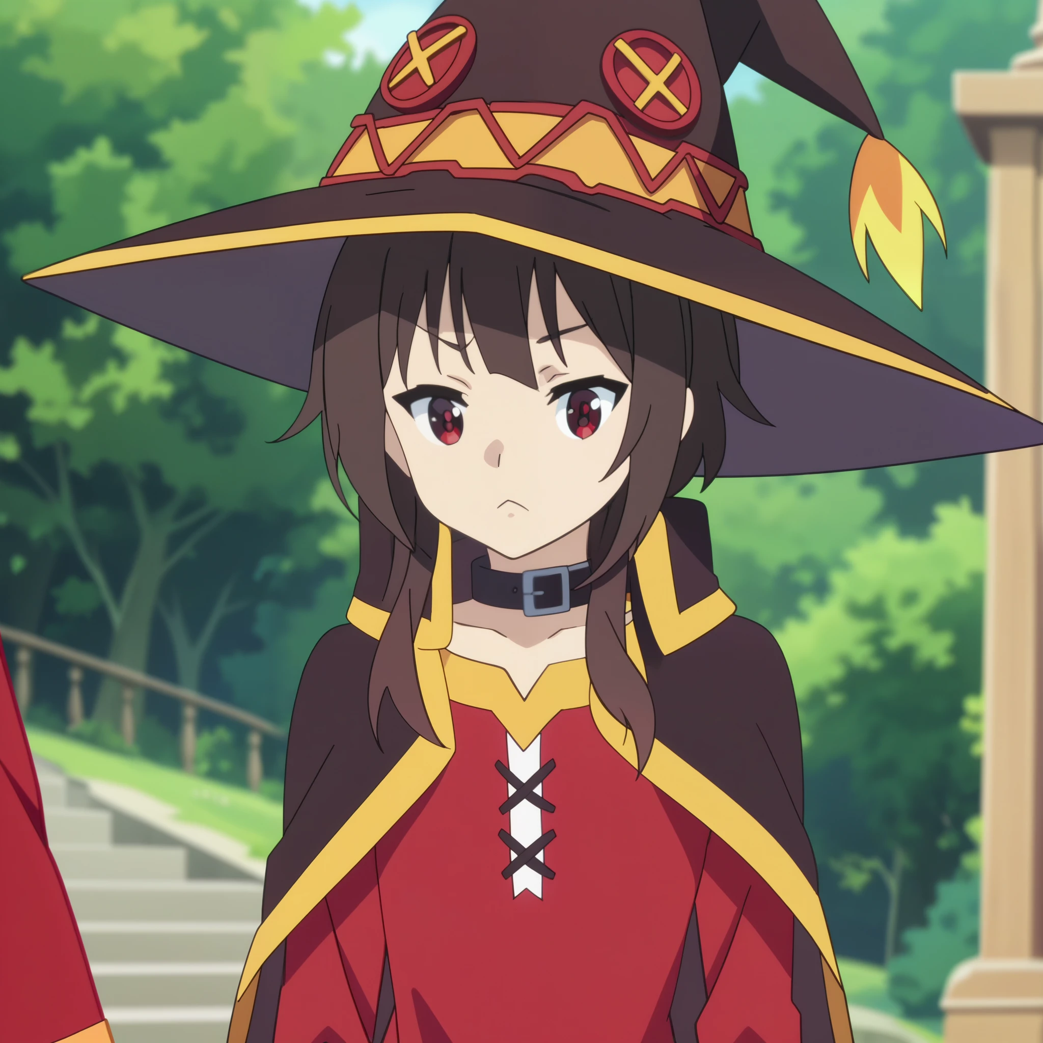 score_9, score_8_up, score_7_up, source_anime, anime screencap, anime coloring, Megumin, witch hat, 