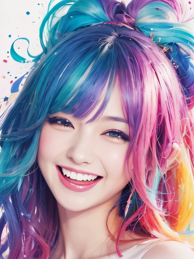 Nice style、(((Stylish fashion))), 8K quality、Intense watercolor, Detailed watercolor art, Watercolor splash, surreal, Avant-garde pop art, Beautiful and expressive paintings, Beautiful artwork illustration, Very colorful tones, wonderful, Cool Beauty, Highest quality、Official Art, vector art, stylish design, (((The most beautiful girl))), (((Highest quality))), High resolution, ((detailed)), (((Doodle Art)), ((masterpiece)), ((Super detailed)), (((stylish))),(((A face laughing out loud)))