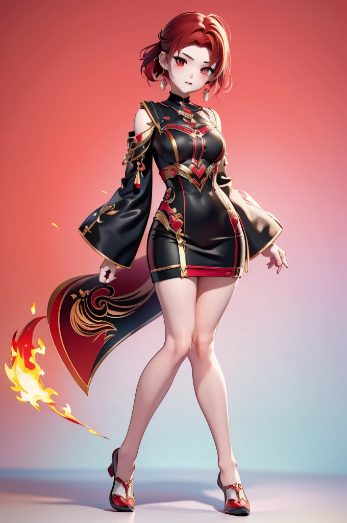 Seizo Watase style, Simple Line Initialism,Abstract art, 3d character, colorful hearts ,(((The most beautiful girl of all time))), (full body 1.2), only girl, 2 burn hair, fire background, 25 year old, full body, (((8k))),, (((3d))),, dark red hair