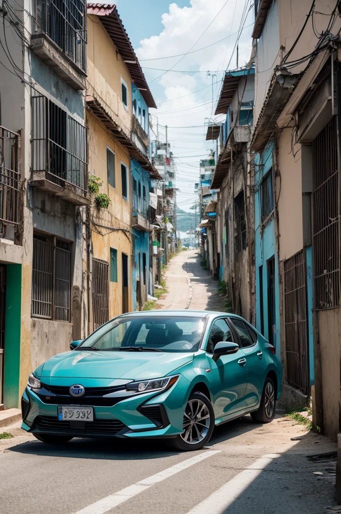 Corolla hybrido 2023 car inside Rio favela in Brazil without license plate