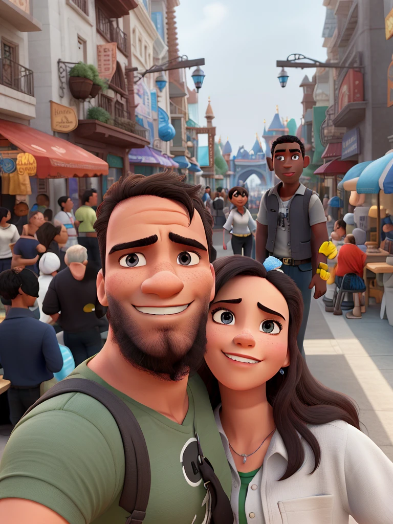 Couple (dark man and white woman) not Disney Pixar style, high qualiy, best qualityer.