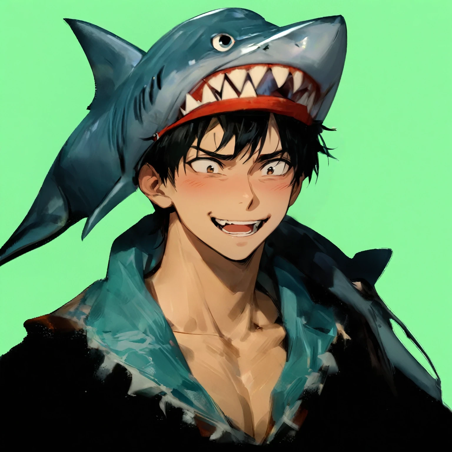 Boy laughing with his mouth wide open