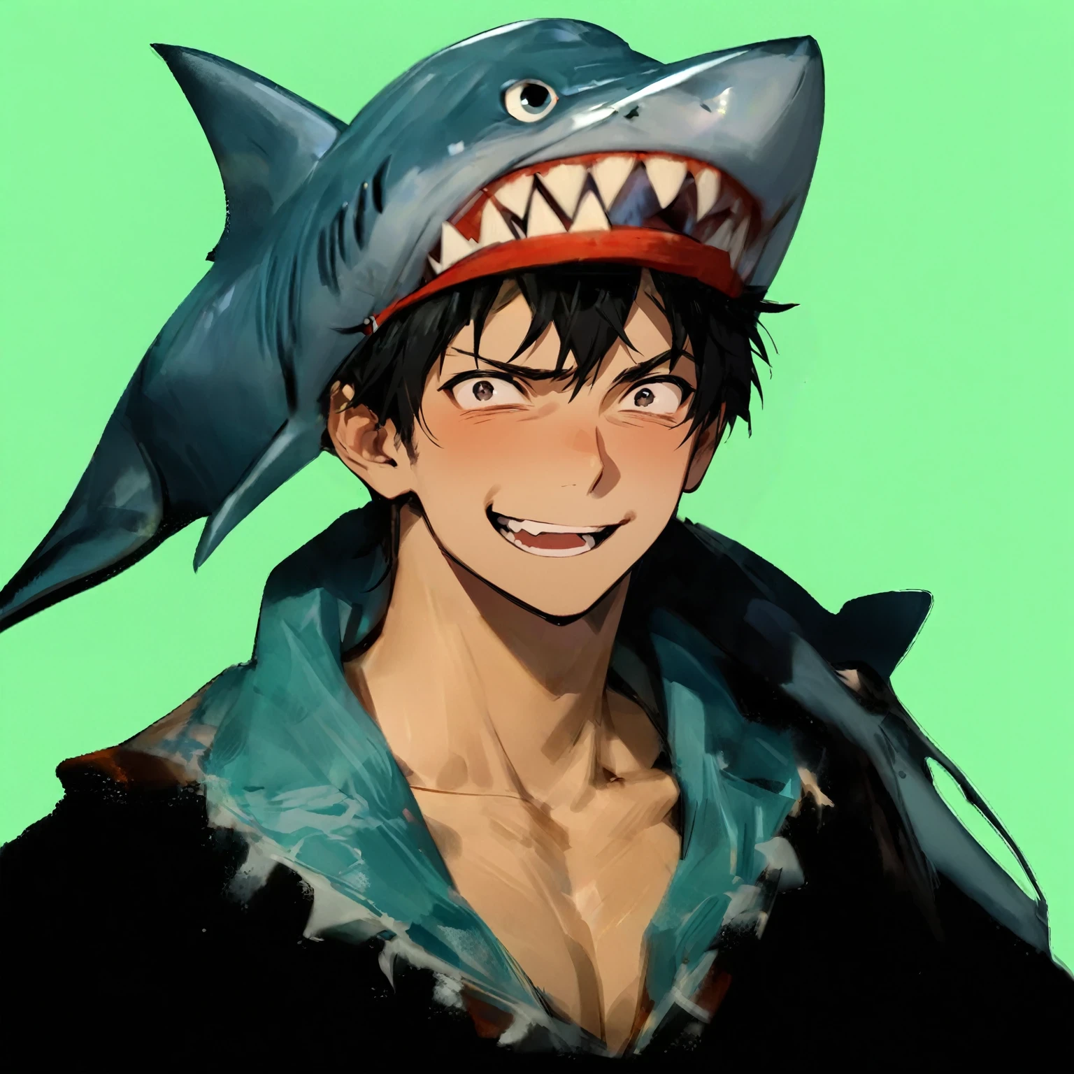 Boy laughing with his mouth wide open