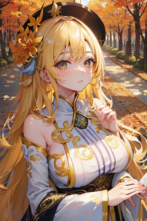 {{{{masterpiece}}}}, {{{Ultra-detailed}}}, {{{High resolution}}}, {{Excellent anatomy}}, (((Highest quality))), ((Very delicate and beautiful)), {{Very detailed and delicate}}, {8k CG wallpaper},((Detailed Background))、Extremely detailed, solo, Perfect Face, Beautiful face, Highly detailed face,(Mastepiece), (Best Quality)、One female、Best Style、Beauty、The most beautiful woman in the world、(((黄colorの透けたドレス:1.5))),((Big Breasts))、a 黄color tree lined path with leaves on the ground, breath-taking Beautiful trees, breath - taking Beautiful trees, Blossoming Road to Heaven, Bright but gloomy gold, 黄color color, 黄color colours, Golden Autumn, in autumn, wonderful, 黄color carpeted, 黄color hue, Beautiful trees, shades of 黄color, color: 黄color, Golden Leaf, During the fall、palace、(((ピンクcolorのロングヘア―)))