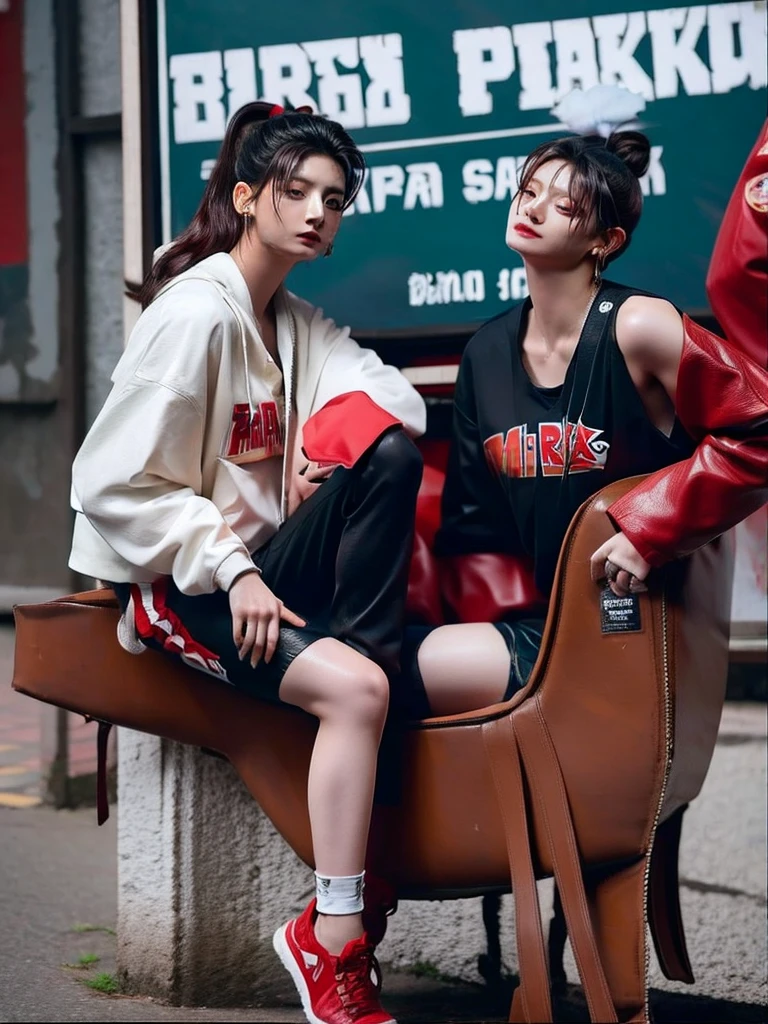 Chica linda como wang yiren, in jurassic park jurassic park with her boyfriend jeon jungkook , couple looking happy
