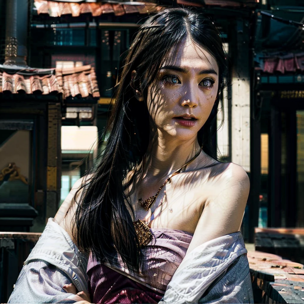 detailed face, detailed eyes, shiny skin,
(extremely detailed 8k wallpaper),(8k, RAW photo, HDR, absurdres:1.2,best quality, masterpiece:1.2), (realistic, photo-realistic:1.37),best quality, realistic, photorealistic,ultra detailed,extremely detailed face,BRIGHT LIGHT,ultrawide shot, 8k uhd, dslr, soft lighting, high quality, film grain, Fujifilm XT3
tradition gold body strap,
red sabai dress,
thai traditional necklace,
thai traditional bracelets,
thai traditional belt,
thai traditional earring,
strapless thai traditional dress,
temple,indoor,Statue of Buddha, ((blunt bangs)), dark blue hair, purple eyes, long hair, detailed face, ((1 girl))