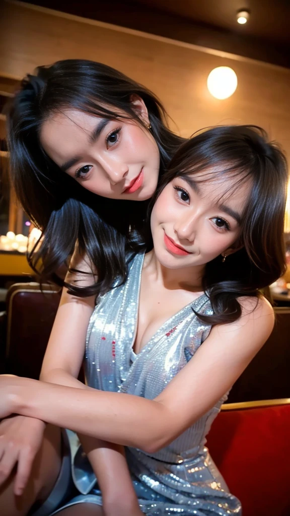 muste piece、High resolution、under the beautiful moonlight、young girl、26 year old woman、1 woman、looking at the camera、smiling、Finish as in the picture、the face is also beautiful、The skin is white and beautiful、long and beautiful hair、deep color 、hair must be tied back、beautiful dress、