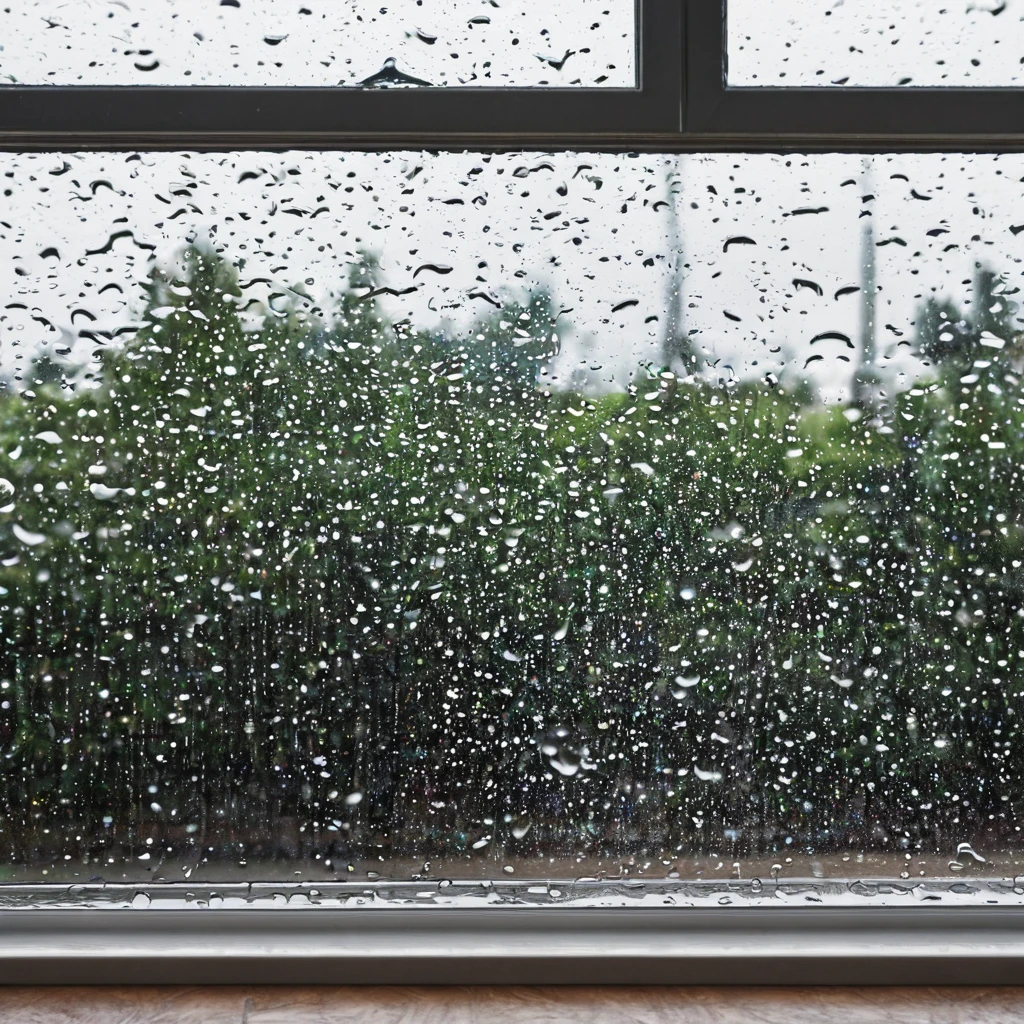 Rainfall outside a window