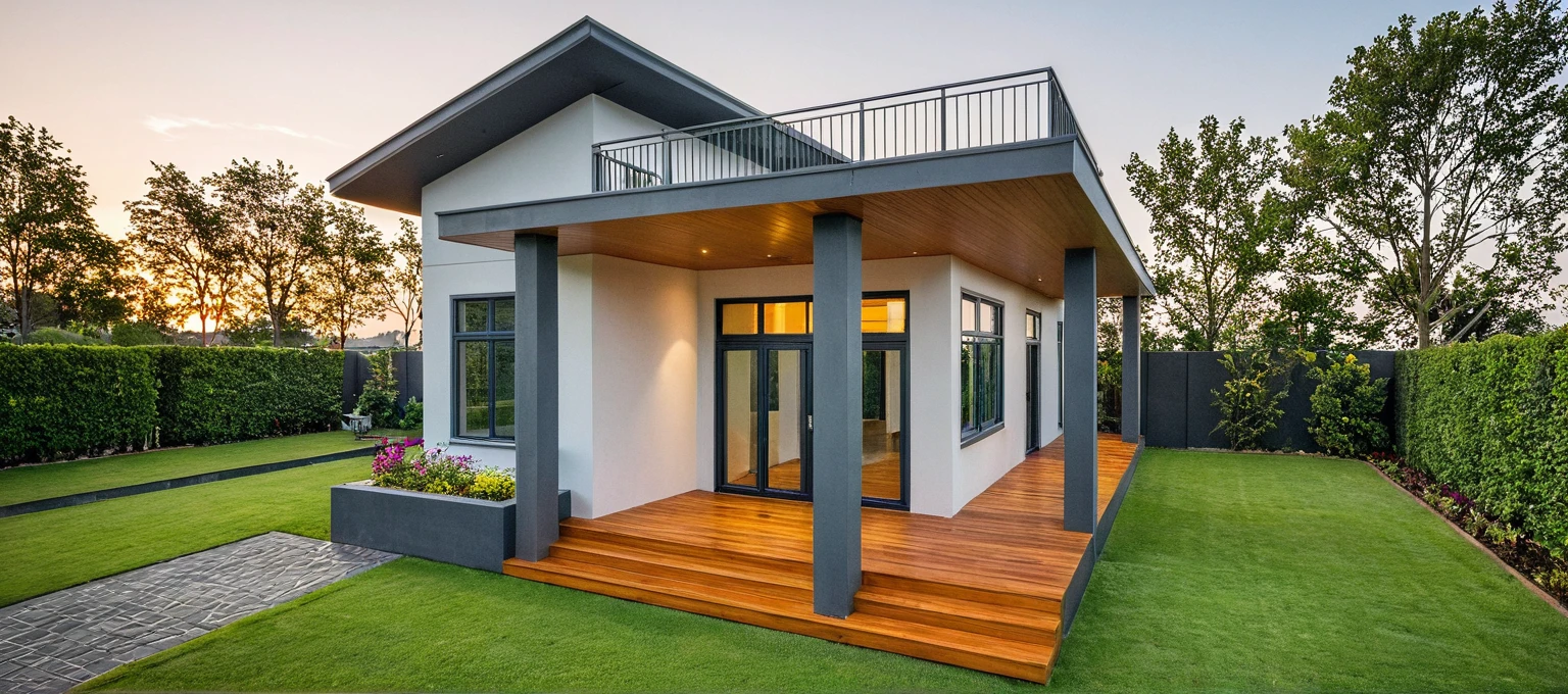 head of'artwork, High quality, best quality, authentique, great detail, En plein air, villa de plain-piedXL, credit group, style de maison moderne dans la rue ,stairs, white wall ,road,pavement, grass, trees, sky, nuvens, (day light:1.1)