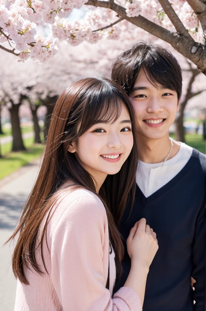 Beauty１０people　Smiling in front of the cherry blossoms　Photo style　Stylish