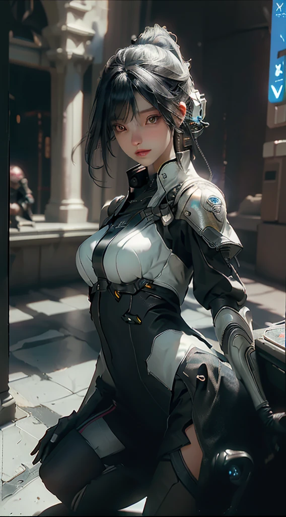 ((Best quality)), ((masterpiece)), (detailed:1.4), 3D, an image of a beautiful cyberpunk female,HDR (High Dynamic Range),Ray Tracing,NVIDIA RTX,Super-Resolution,Unreal 5,Subsurface scattering,PBR Texturing,Post-processing,Anisotropic Filtering,Depth-of-field,Maximum clarity and sharpness,Multi-layered textures,Albedo and Specular maps,Surface shading,Accurate simulation of light-material interaction,Perfect proportions,Octane Render,Two-tone lighting,Wide aperture,Low ISO,White balance,Rule of thirds,8K RAW,