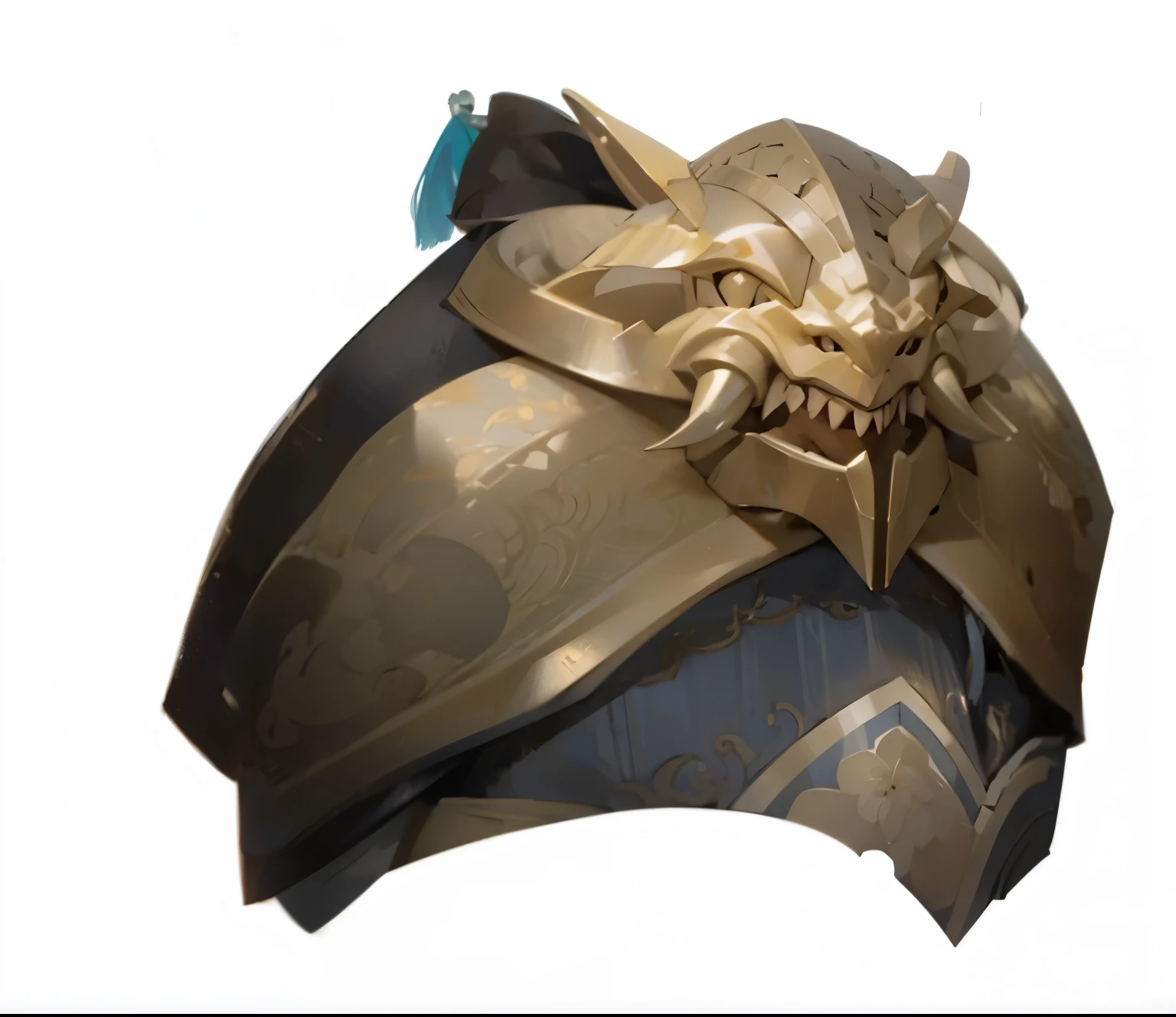 high quality, ,Meticulous portrayal,Clear structure,Clear structure的,Precise construction,Looking up,,armor,Soft Light,中式armor,,Beast head,Chinese cuirass,Metal