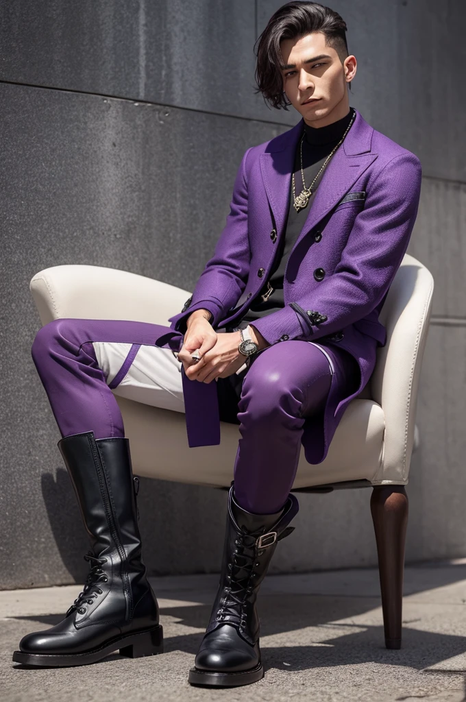 Purple style man boots
