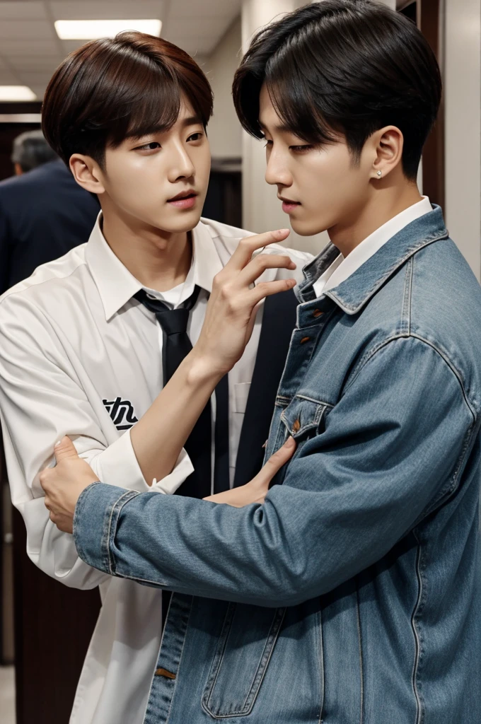 *His fingers tighten around Hoseok's neck at that moment., but without tightening.*