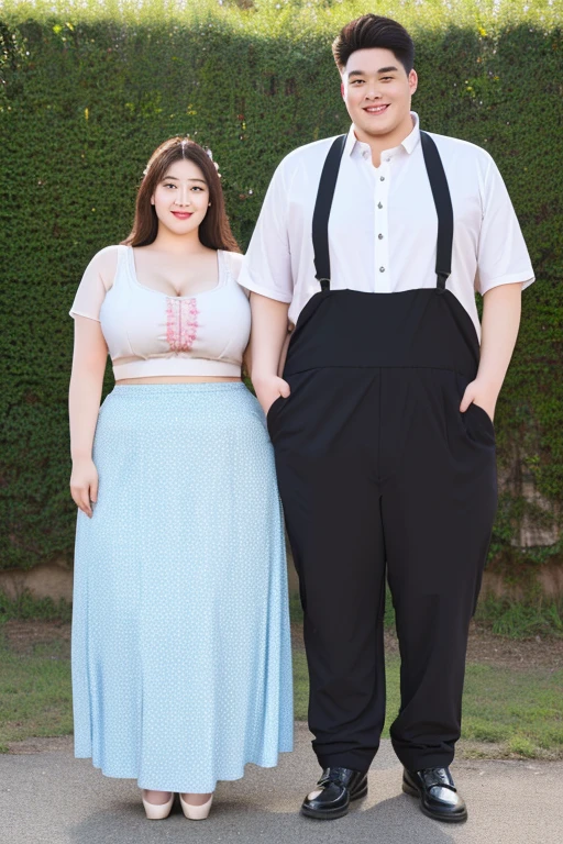 186cm 105kg thin man with abdominal obesity, (140 kg thin woman with abdominal obesity):1.4, friendly pig couple, photorealistic, 8K