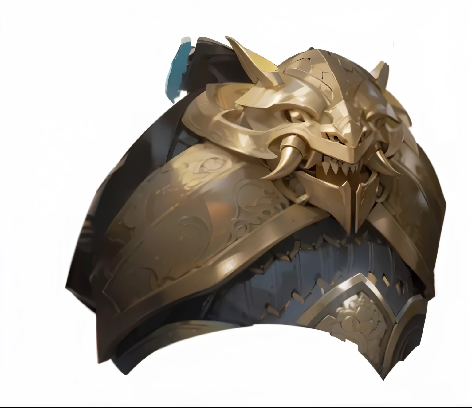 high quality, ,Meticulous portrayal,Clear structure,Clear structure的,Precise construction,Looking up,,armor,Soft Light,中式armor,,Beast head,Chinese cuirass,Metal