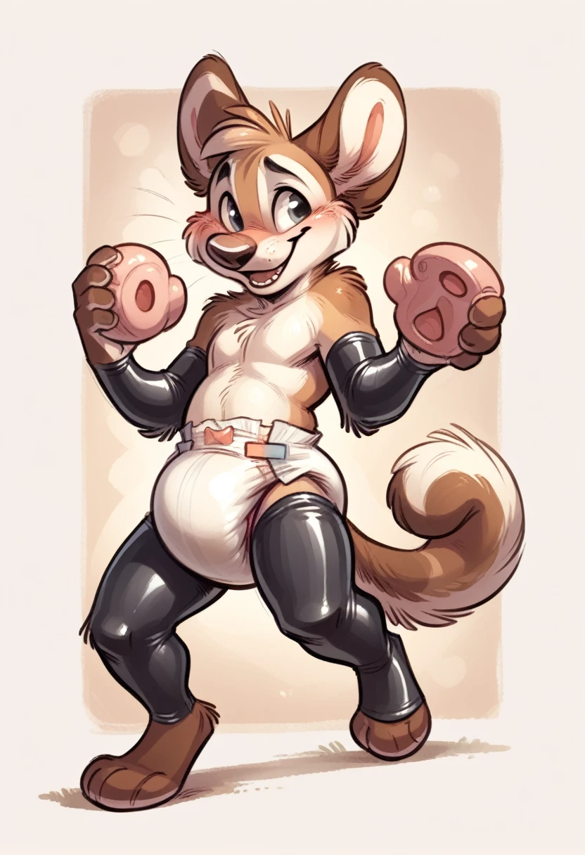 Furry diaper toon rubber latex pooltoy smile blush