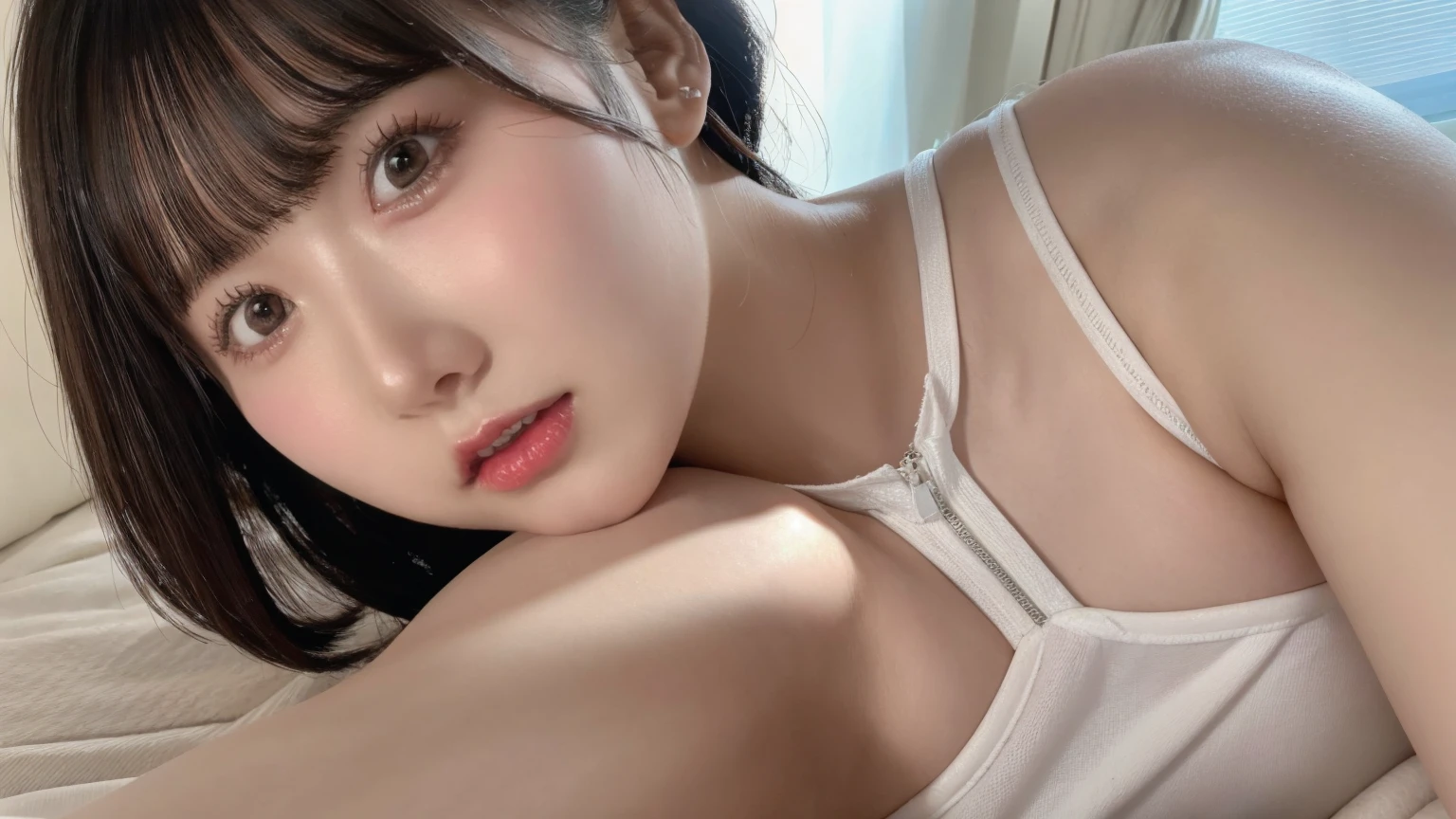 18-year-old、Ultra HD、Ultra-high resolution、Realistic、Sweaty skin、bob-hair