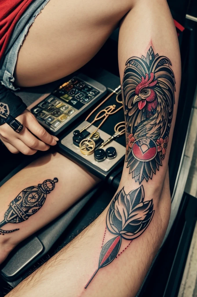A chicken leg holding a tattoo machine